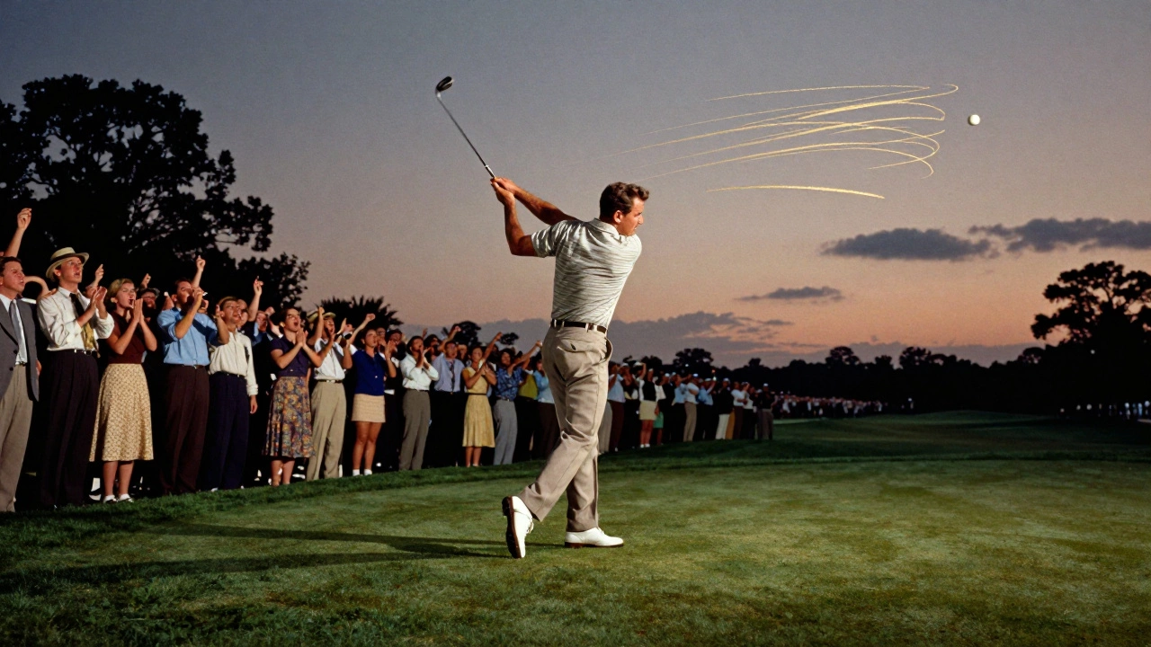 Vintage-style image of Gene Sarazen hitting his famous albatross at the 1935 Masters.