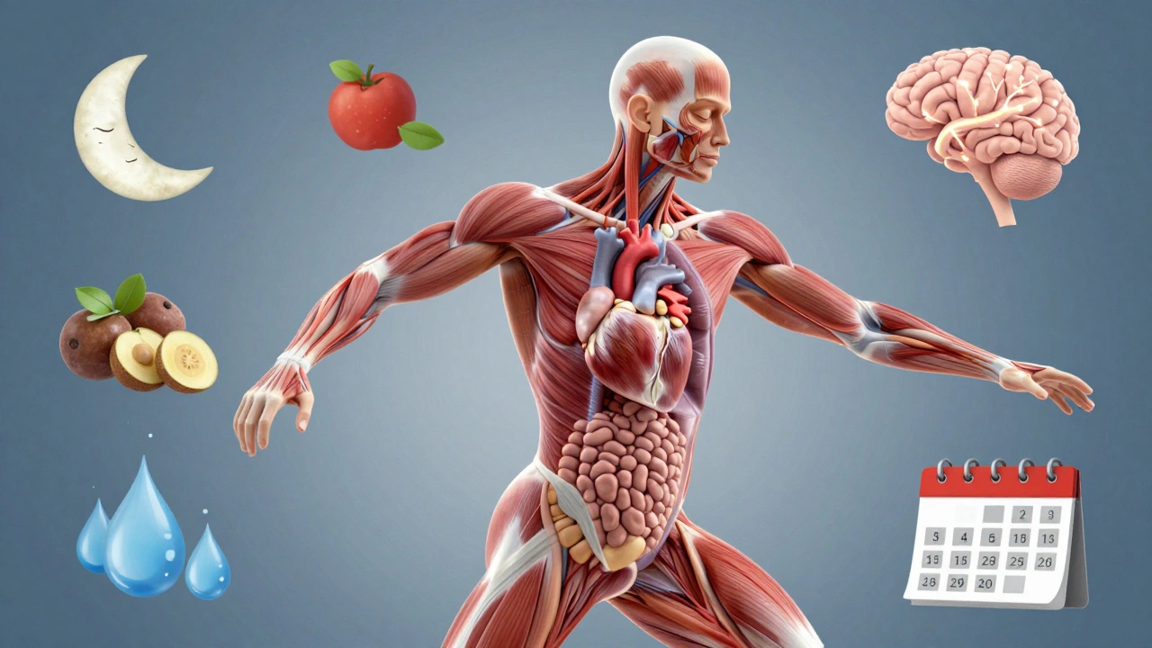 Transparent human body illustrating internal health benefits of endurance running: heart, lungs, brain, and healthy habits.