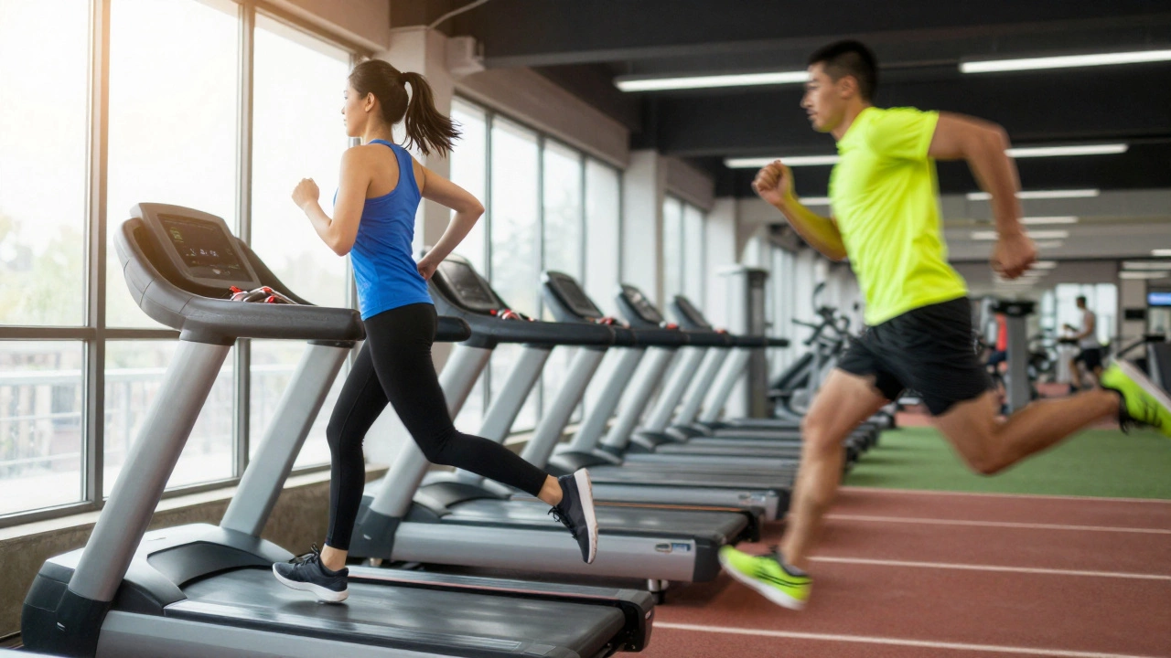 A split image showing a steady jog and a high-intensity sprint