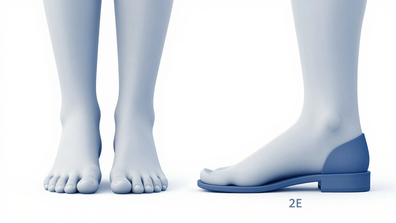 Comparison of narrow vs wide running shoe fit on a foot