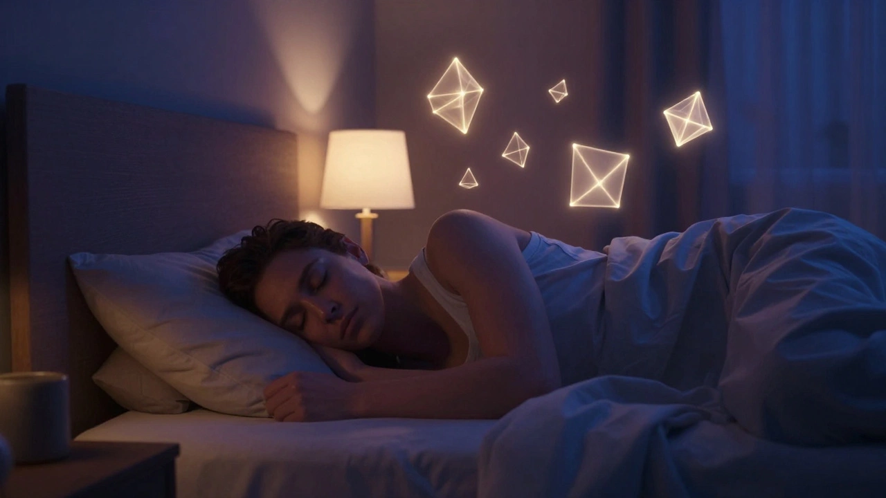 Peaceful sleeping person with abstract glow representing recovery