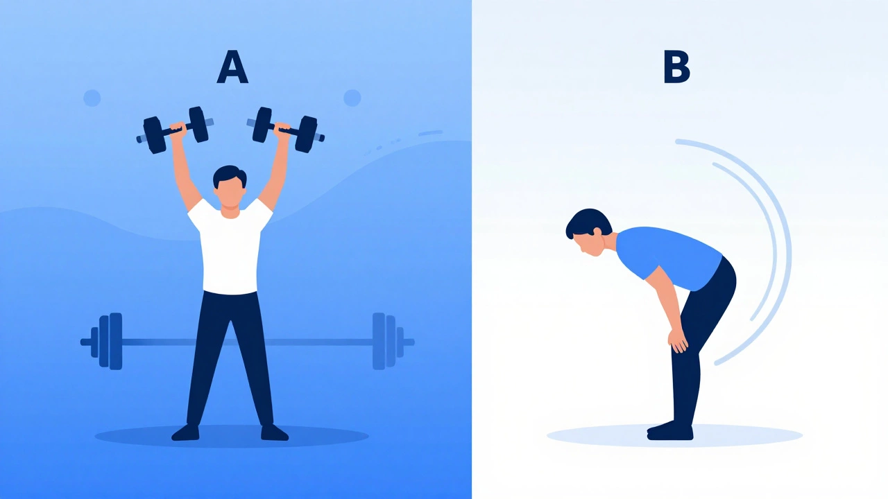 Minimalist graphic comparing two workout routines