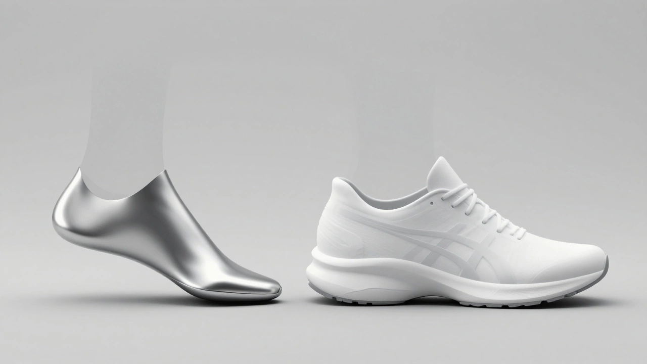 3D comparison of Nike and Asics shoe lasts highlighting width