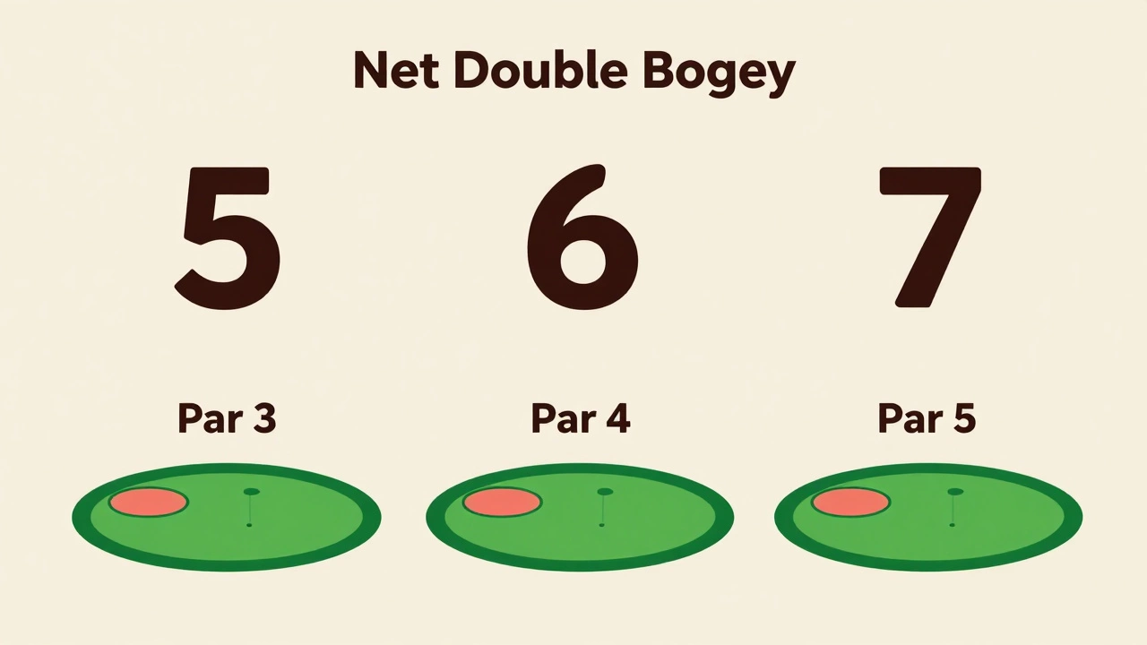 Illustration showing max handicap scores for par 3, 4, and 5
