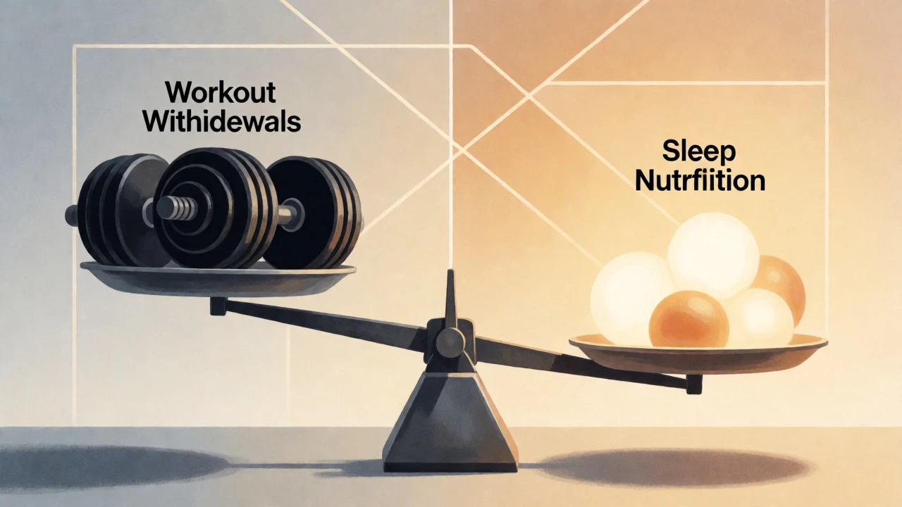 Conceptual balance scale of workout stress and recovery