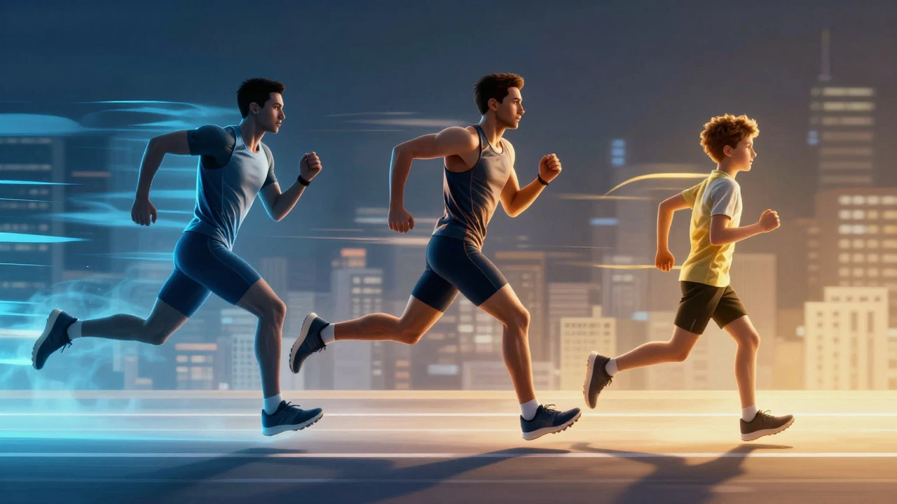 Illustration comparing elite, intermediate, and beginner runners