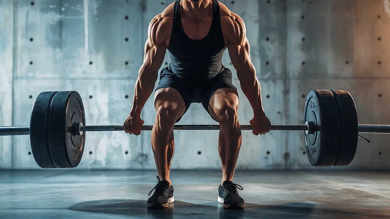 Person locking out a heavy deadlift with perfect posture and form.