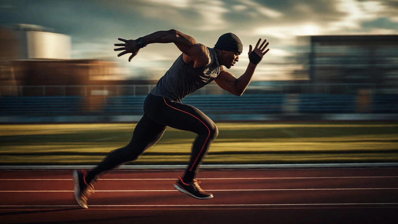 Athlete sprinting on track